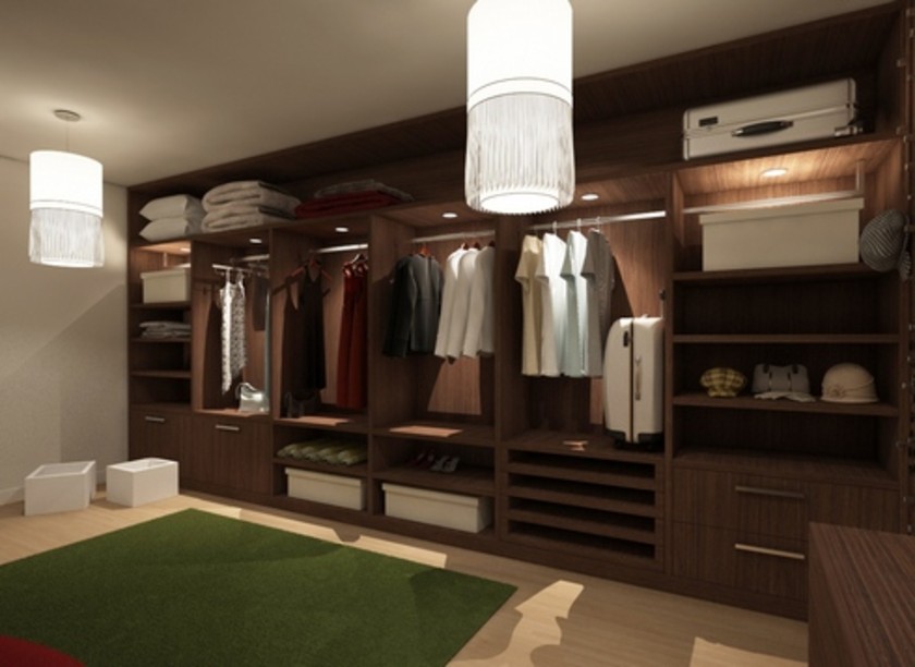 Классическая гардеробная комната из массива с подсветкой Бобруйск